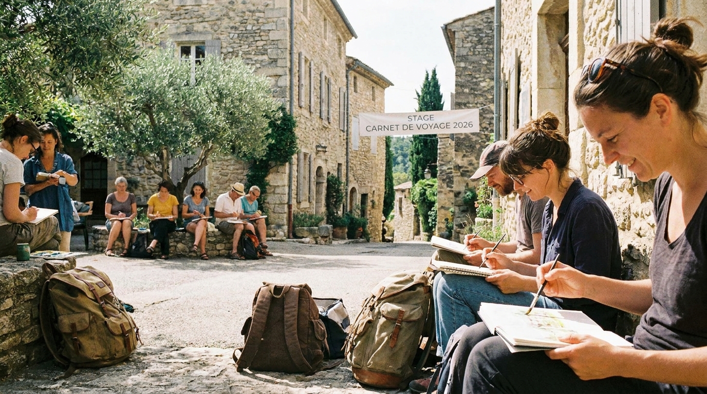 Stages carnet de voyage 2026 : trouvez votre formation artistique